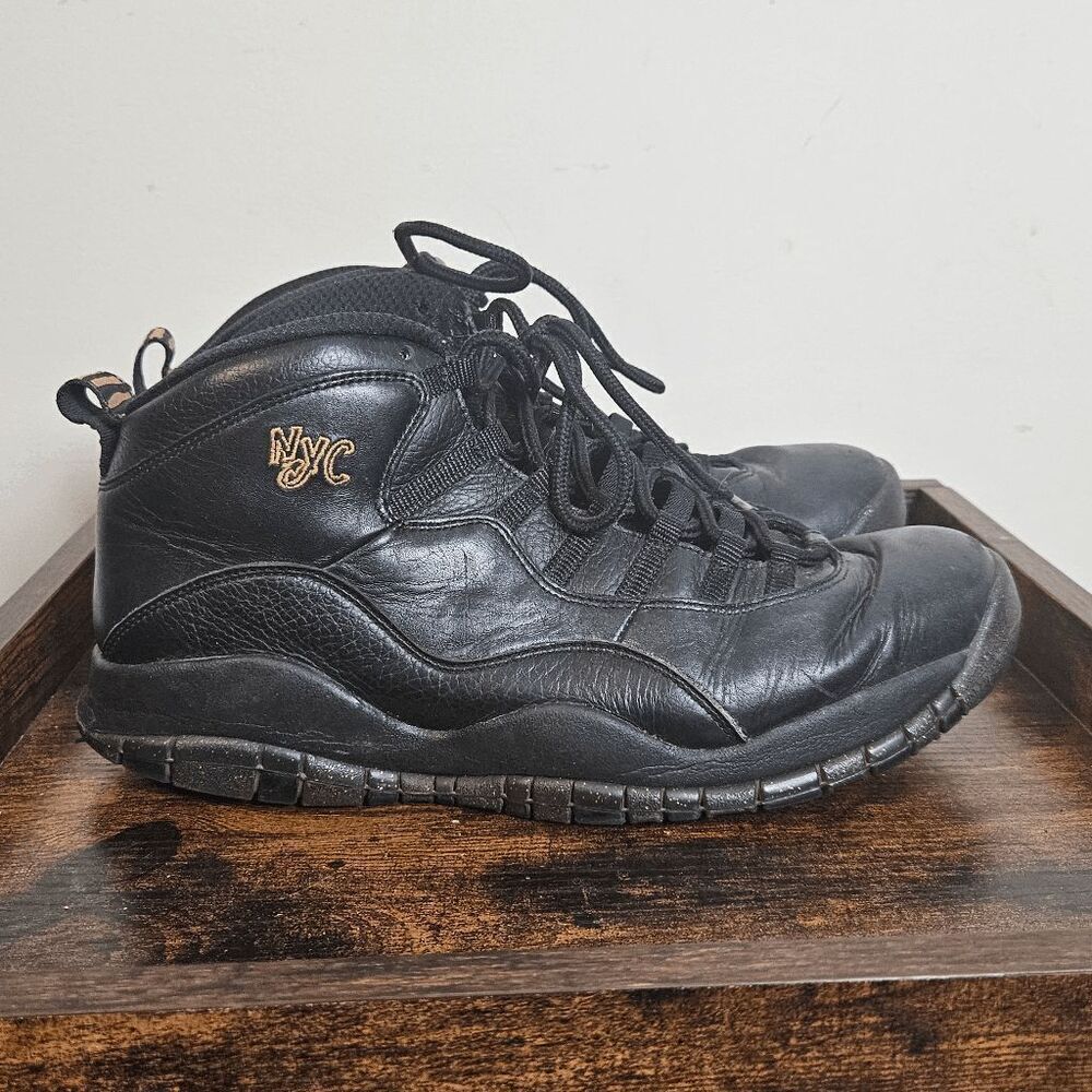 Nike Air Jordan 10 X Retro 2016 NYC Sneakers 310805-012 Men's Black/Gold Size 11